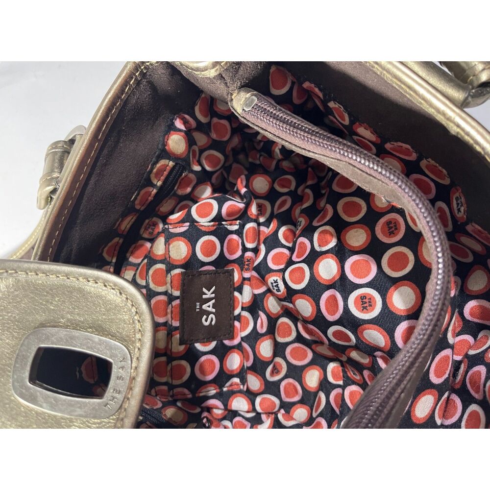The sack original Y2K mini handbag metallic gold leather crop VTG casual women - Picture 8 of 11